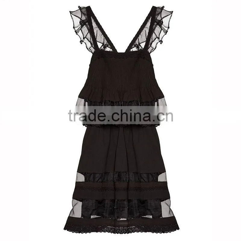 Fashion Womens Spaghetti Strap Slim Party Wedding Dresses Ladies Nigerian Elegant Lace Styles Ruffle Dress