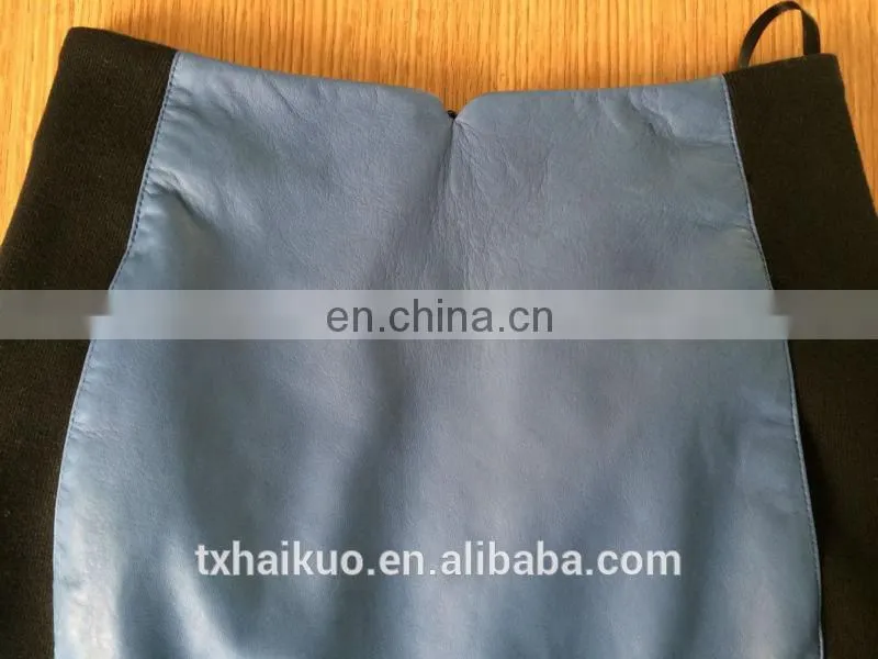 Ladies leather skirt with ponti and invisible zipper