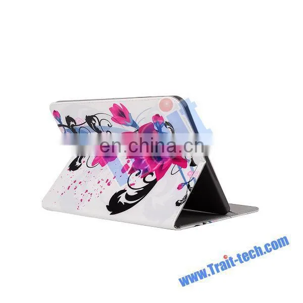 Beautiful Lotus Pattern Card Slots Flip Stand TPU+ PU Leather Case for Samsung Galaxy Tab S2 8.0 T710