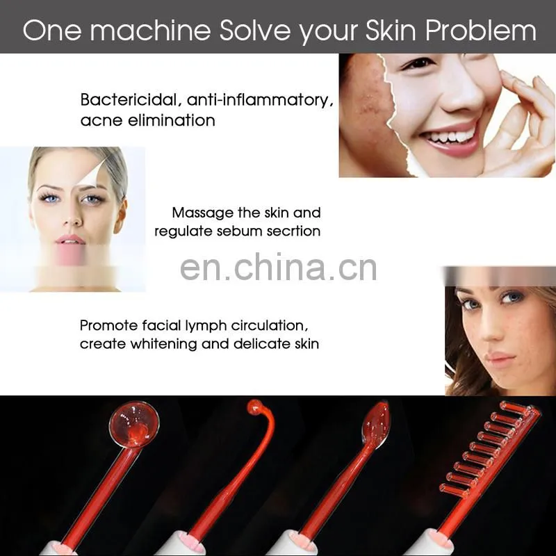 Portable High Frequency Electrotherapy Spot Acne Remover Facial Skin Care Professional Kit Beauty Massager Device