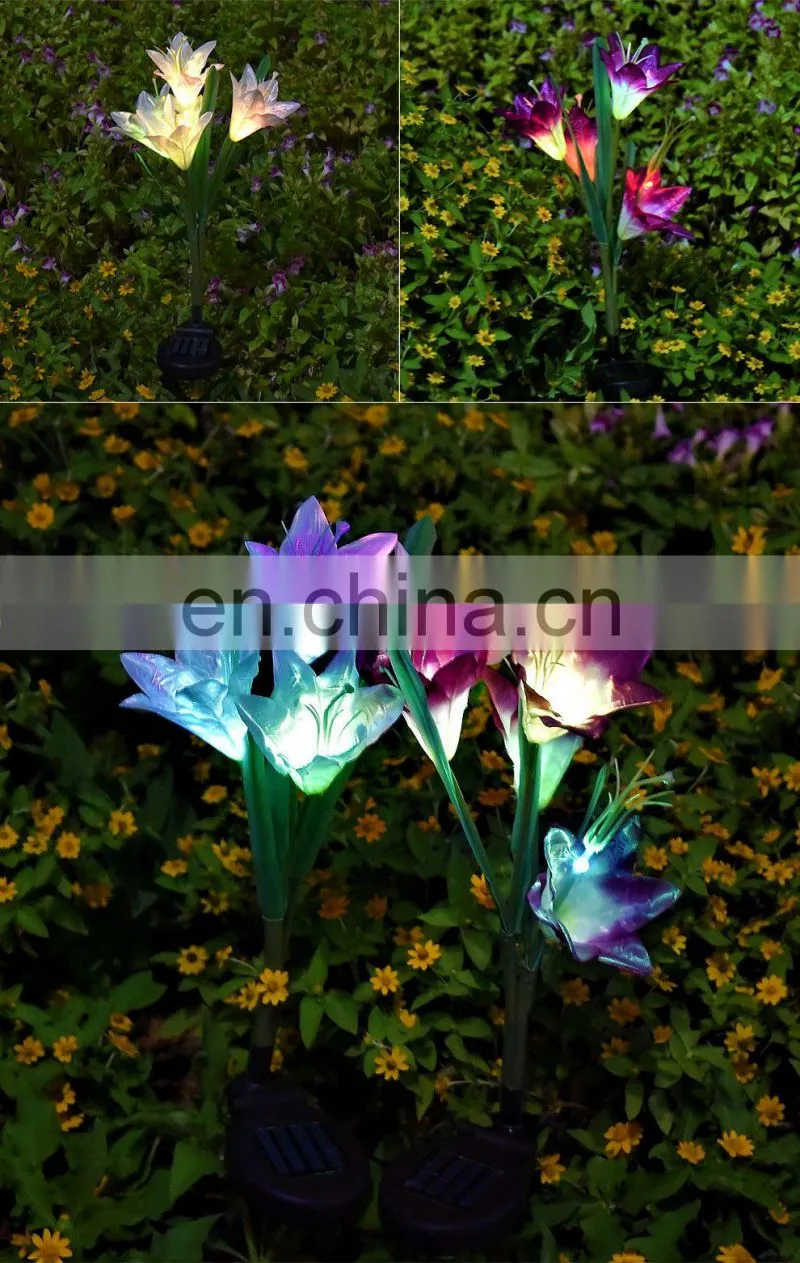Solar Lights Outdoor - New Upgraded Solar Garden Lights, Multi-Color Changing Lily Solar Flower Lights for Patio,Yard Decoration
