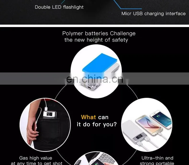New Thin High Capacity 10000mah Single USB Port Leather Led Powerbank