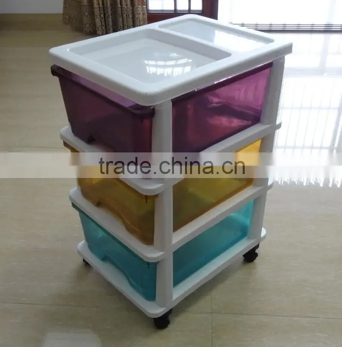 2016 hot selling 3 layers detachable colorful transparent plastic storage drawer, locker, cabinet
