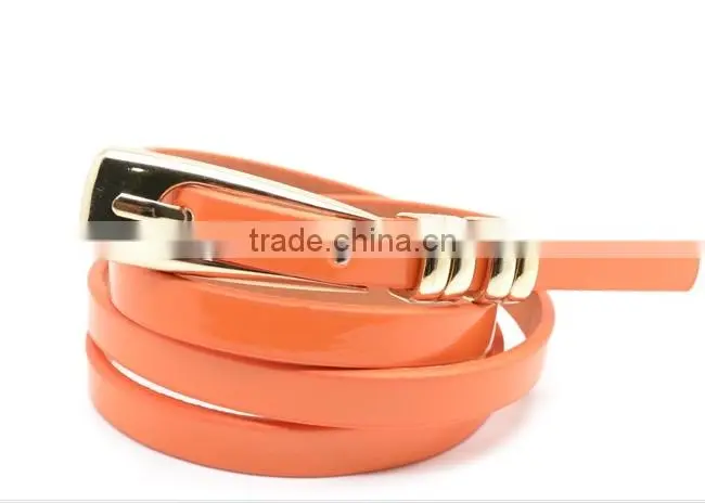 Fashion shiny PU thin belt for lady's wear