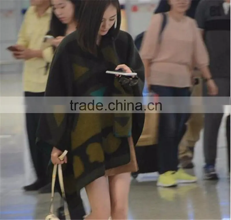 Over sized Runway Catwalk Street Snap Knitted Cardigan Cape Poncho sweater