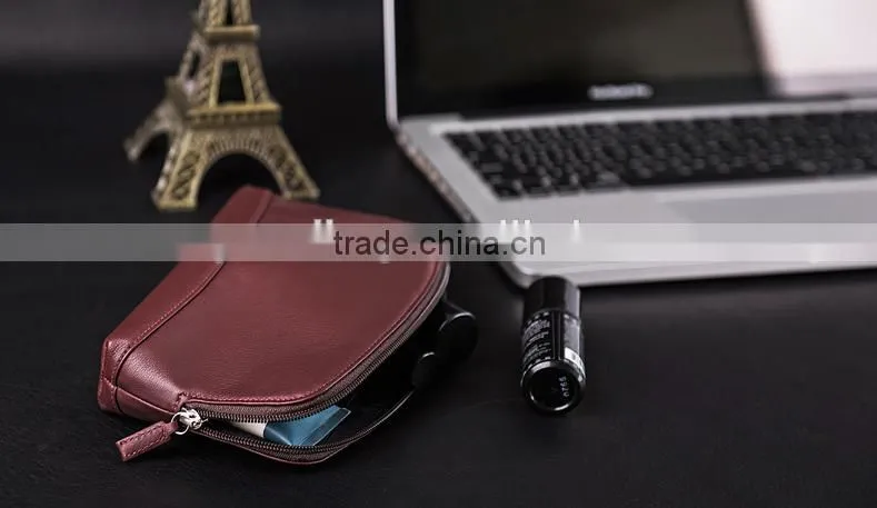 waterproof practical genuine leather cosmetic bag, leather makeup organizer case lady