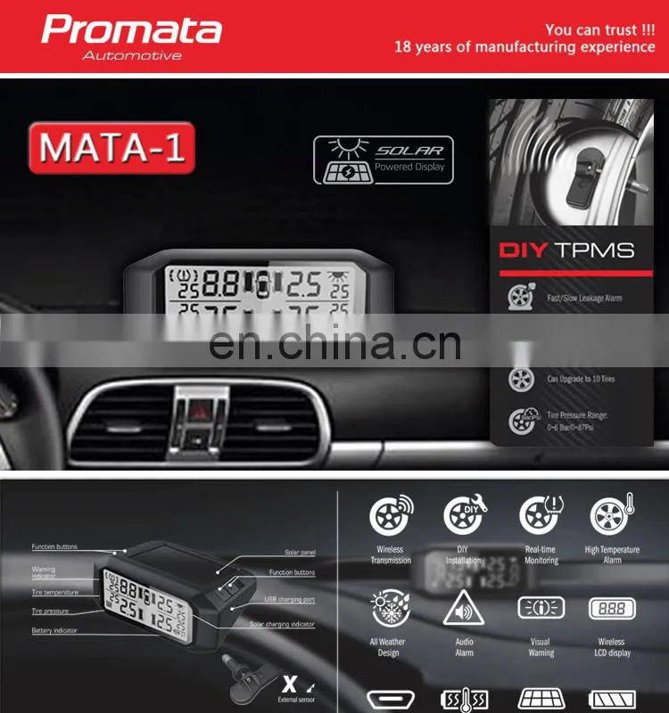 433Mhz solar wireless display internal TPMS high precision for SUV 4WD VAN