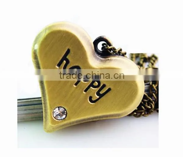 Retro necklace watch happy branded necklace watch quartz necklace watch