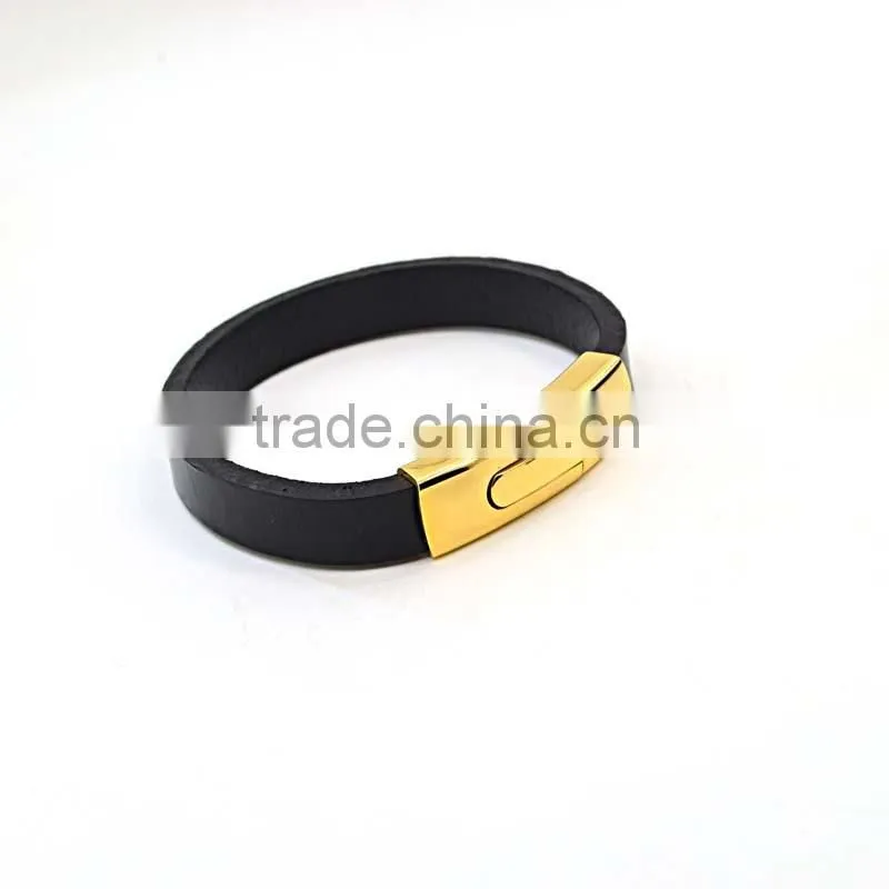 2016 New Fashion Customize Genuine Leather Bracelet For Man Magnetic Punk Bracelet
