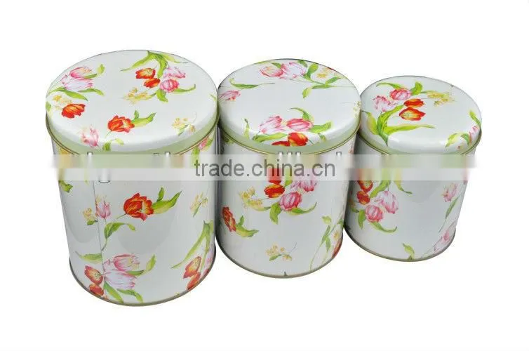 wholesale Tea Industrial Use and Accept Custom Order round coffee tin set