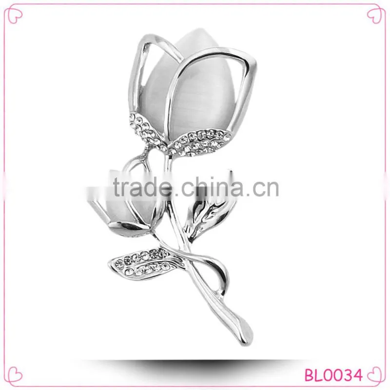 Silver fabric flower handmade brooch for wedding