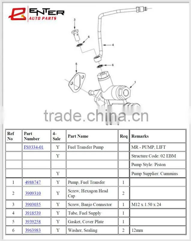 hot sale diesel engine parts 6CT fuel pump 3936316