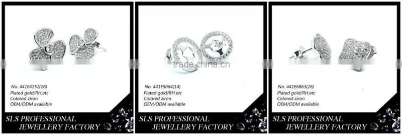 2015 fashion new designs push/screw back earring and round zirconia prong earring for men's charming