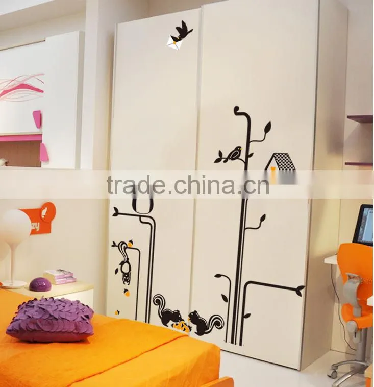 ALFOREVER AY9126 black owl tree sticker,owl decals for home decoration