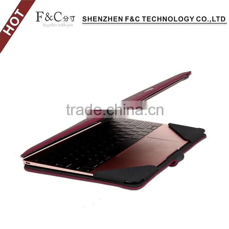 Shenzhen F&C hand-crafted premium PU leather Material folio cover for macbook pro case 11" 12" 13" 15" Compatible