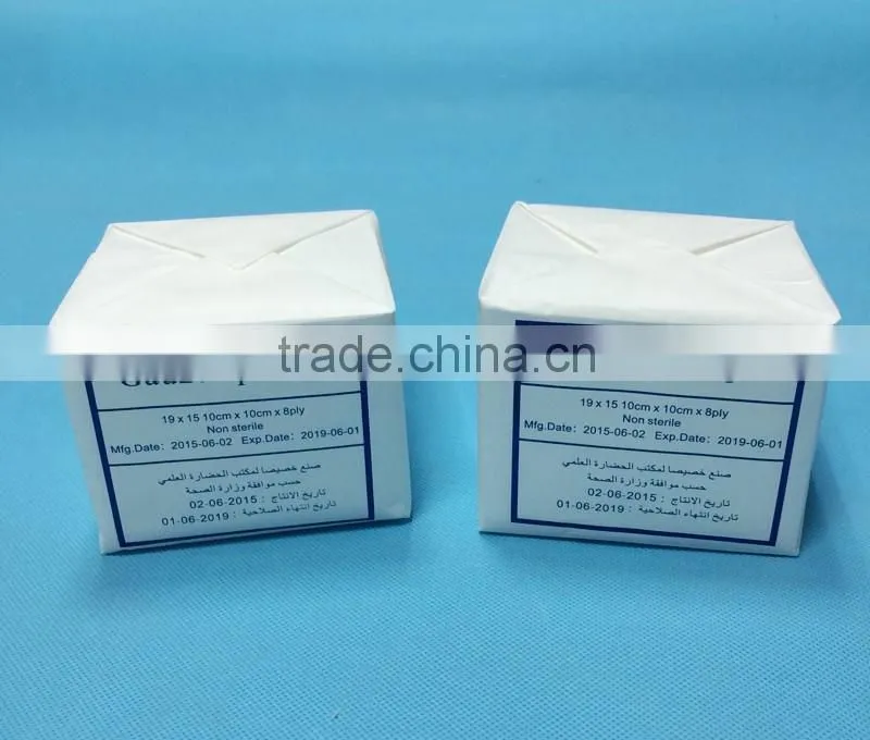 19x15, absorbent gauze swabs ,gauze sponges , 4''x4''-8ply, non-sterile