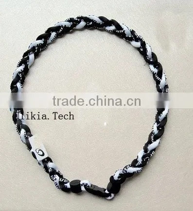 2011 Hot selling Germanium&Titanium Tri braided sports necklace with 18colors