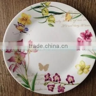 Hot sale 2015 new christms design red porcelain flat dinner plate, ceramic dessert flat plate