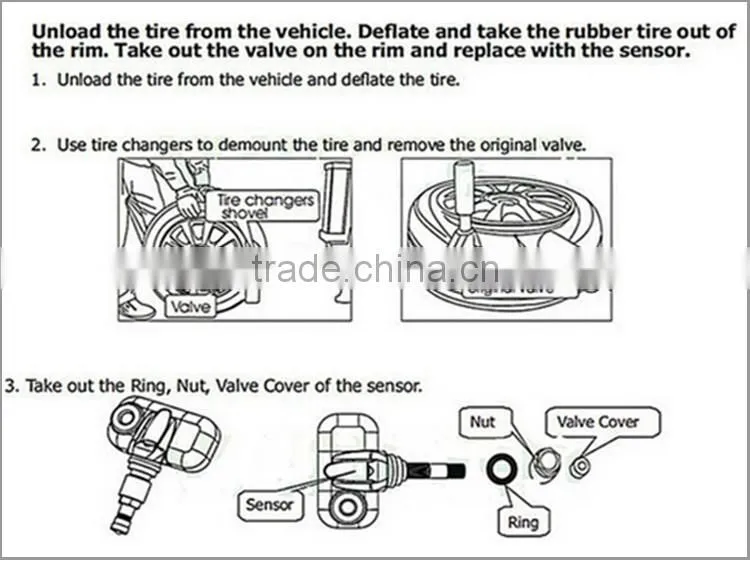 Wireless 433.92Mhz radio type TPMS for car, tpms tire pressure with Internal sensor & External sensor tire gauge