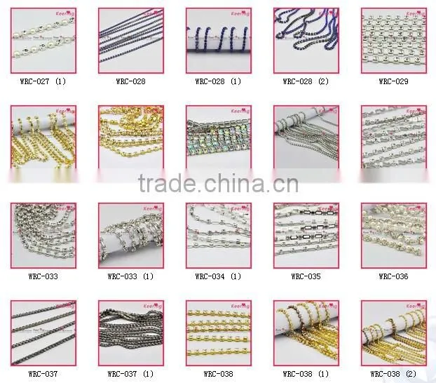 Wholesale pearl 2014 hot sale circle high quality Rhinestone chain WRC-095
