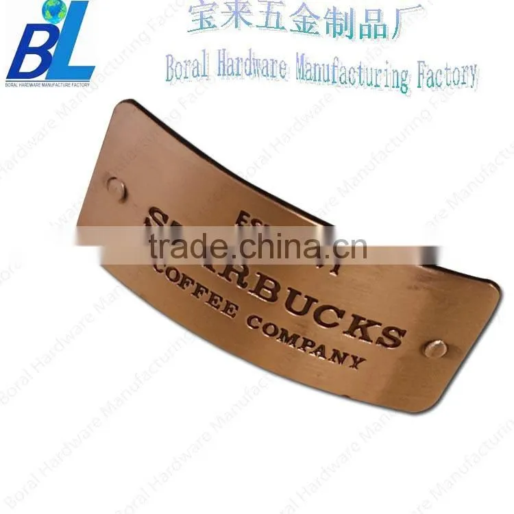 Rose-gold arc-shaped workstation name plates in high quality