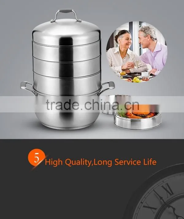 Sandwich bottom stainless steel cookware steam cooking pot