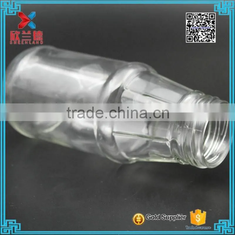 glass milk beverage drinking bottle with screw top lid 350ml