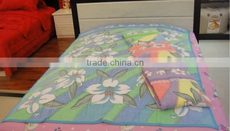 latest cotton polyester two sided reversible towel blanket