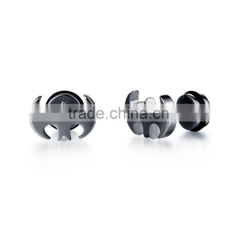 new 2016 latest design 316L stainless steel black plated batman earring for men