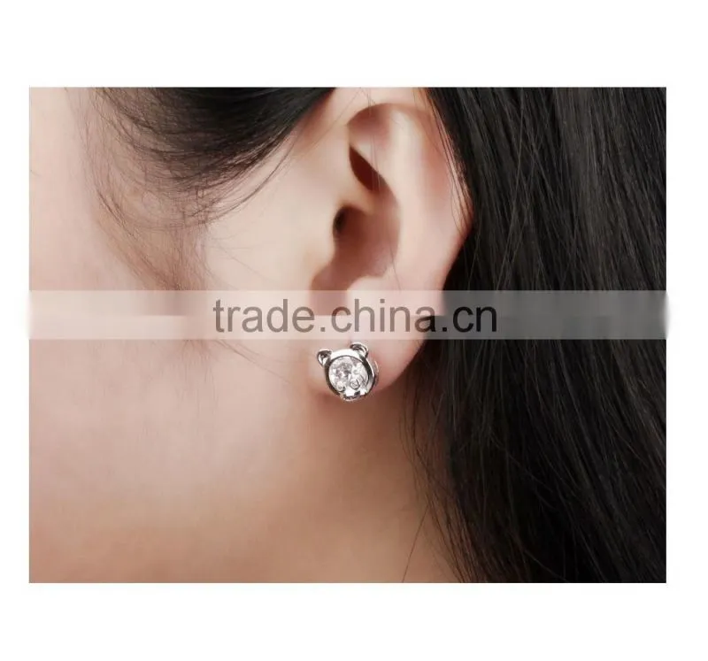 2015 best selling wholesale fashion jewelry austrian crystal bear earring for women