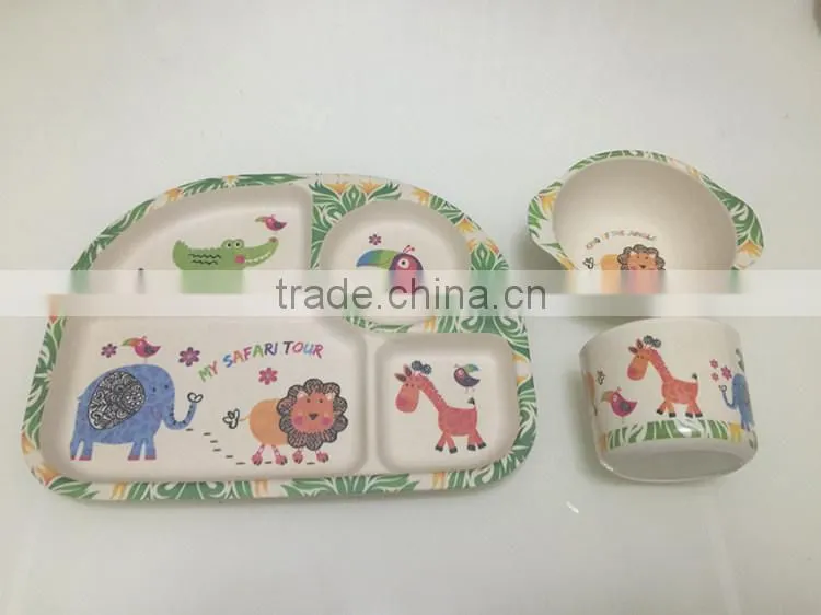 2015-2016 Hot sales New Style Eco-friendly Bamboo Fiber Kids Dinnerware Set