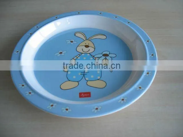 2015 children melamine set with anti slip rubber