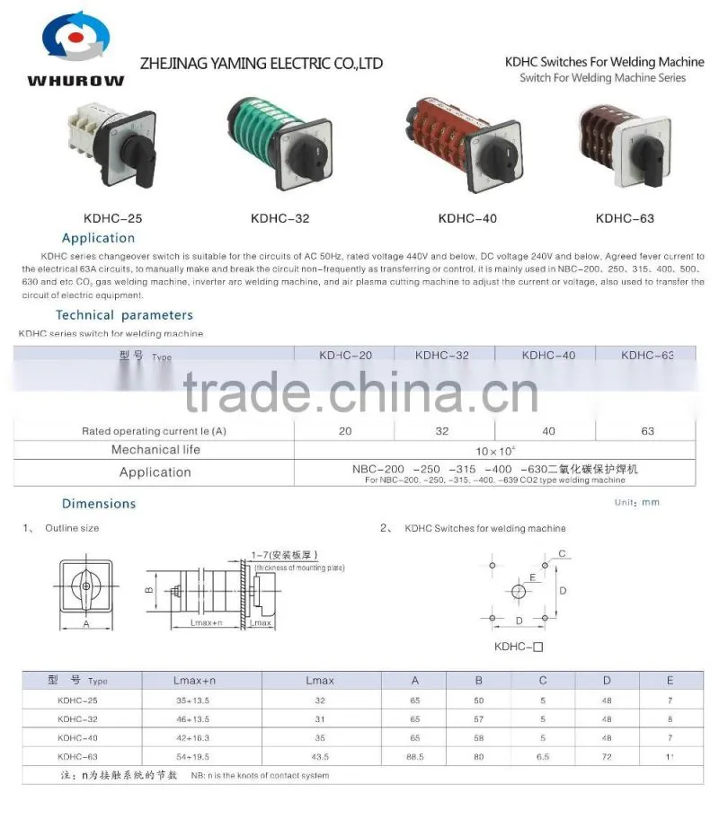 Welding machine switch KDHC-32/3 3 knots 3 poles 32A 3 positions step switch 6 pcs contacts changeover rotary switch