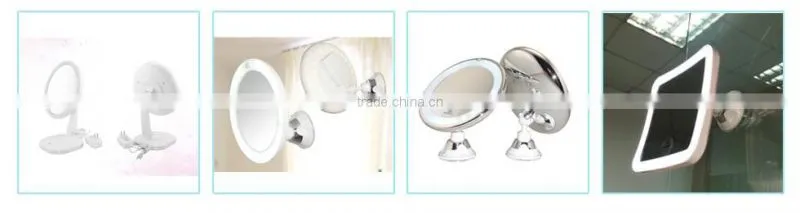 Bathroom makeup mirror with led light and suction cup