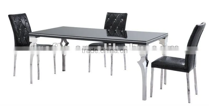 Stainless metal mable top dining table