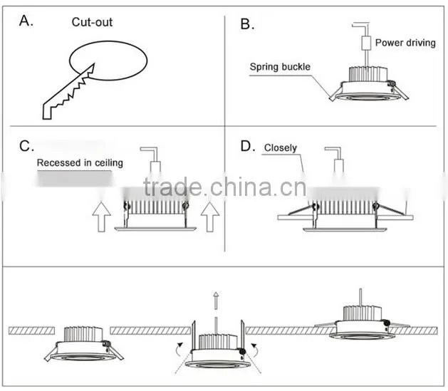 Eco-Friendly Low Consumption SMD 5730 12W LED Super Bright Downlight from Guangdong Manufacturers