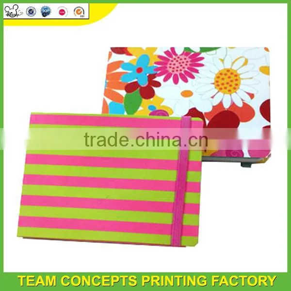 Pocket size colorful printing note pad with elastic band