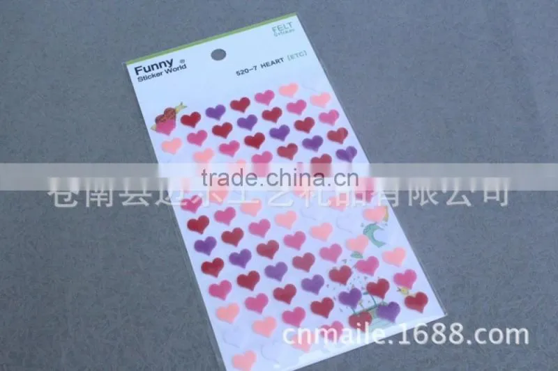 2016 Korea Funny felt sticker,loving heart felt sticker for promotional gift