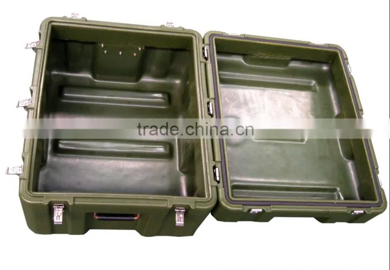 73L army green plastic equipment case, military hard case with handle