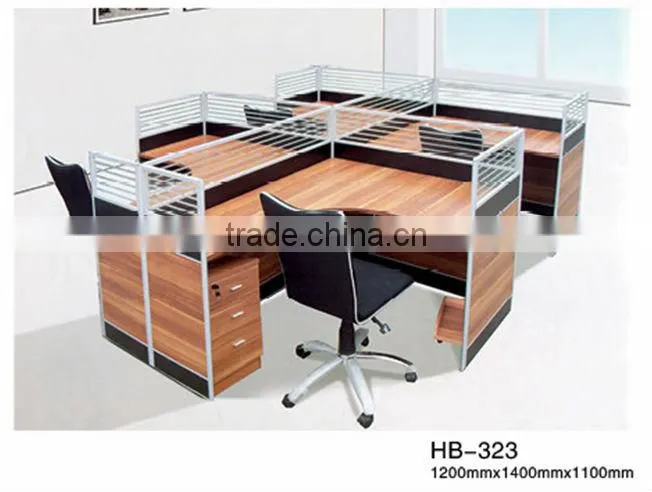 Melamine board beauty salon 120 degree 4 seater workstation