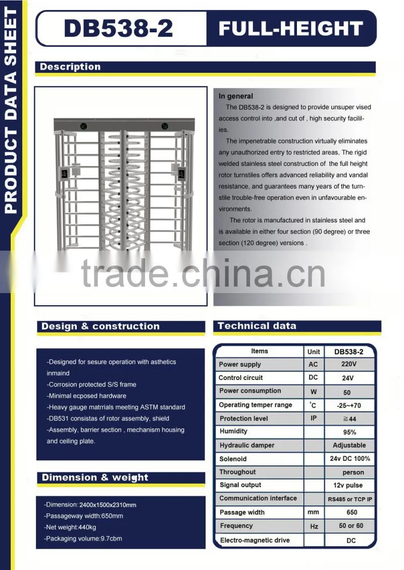 Brand New Barrier Gate Full Height Barcode Turnstile Gate for Access Control