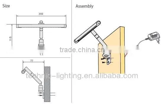 1.68w wall mounted led picture light