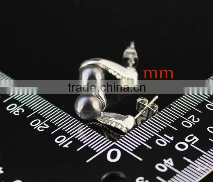 austrian crystal black pearl stud earrings
