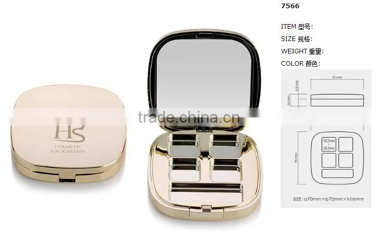 Wholesale Shiny Gold Four Color Eyeshadow Case With Mirror
