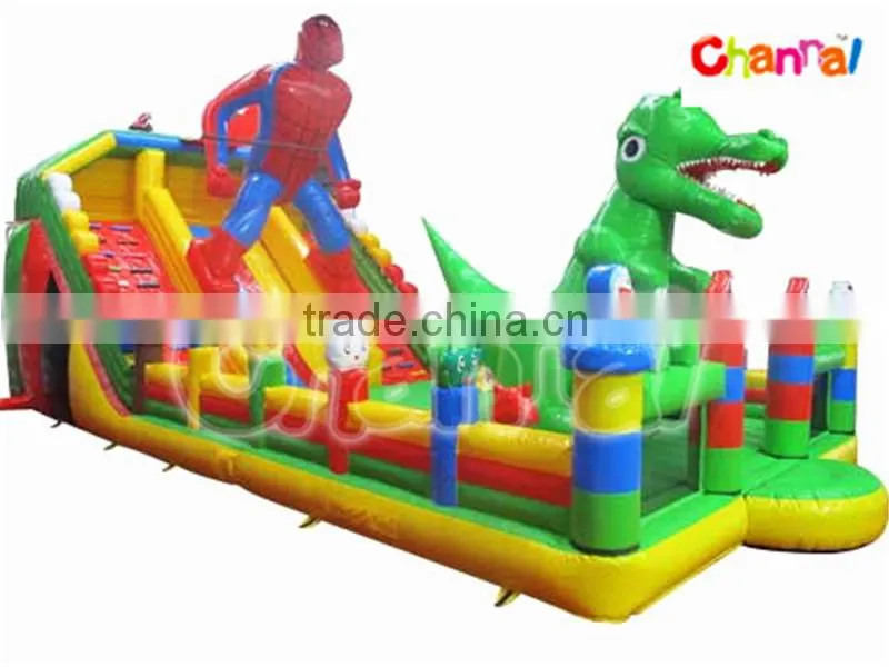 Channal new design inflatablespider combo,spider-man amusement , dinosaurs fun city