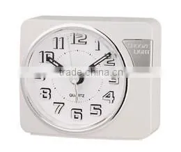 White hand size sweep touch light alarm clock