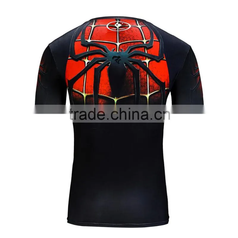 Men's Cool Creative T-Shirt Superheroes Bat-man/Spiderman Logo Short Sleeve Bodybuilding Compression 3D T Shirt