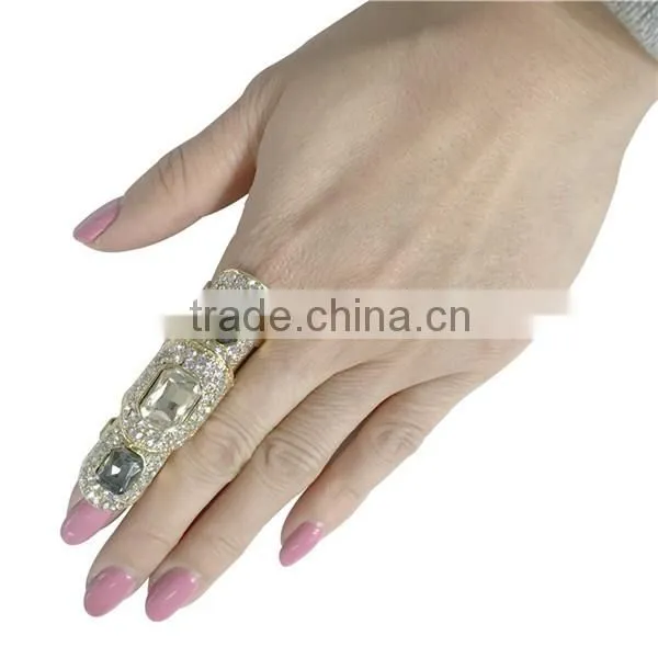 Wholesale Gothic Fashion Women Knuckle Band Crystal Double Finger Ring