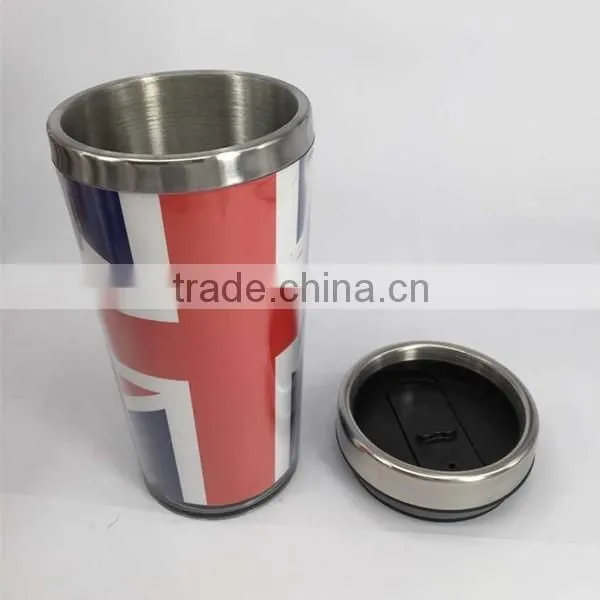 new plastic double wall inner and outer stainless steel mug