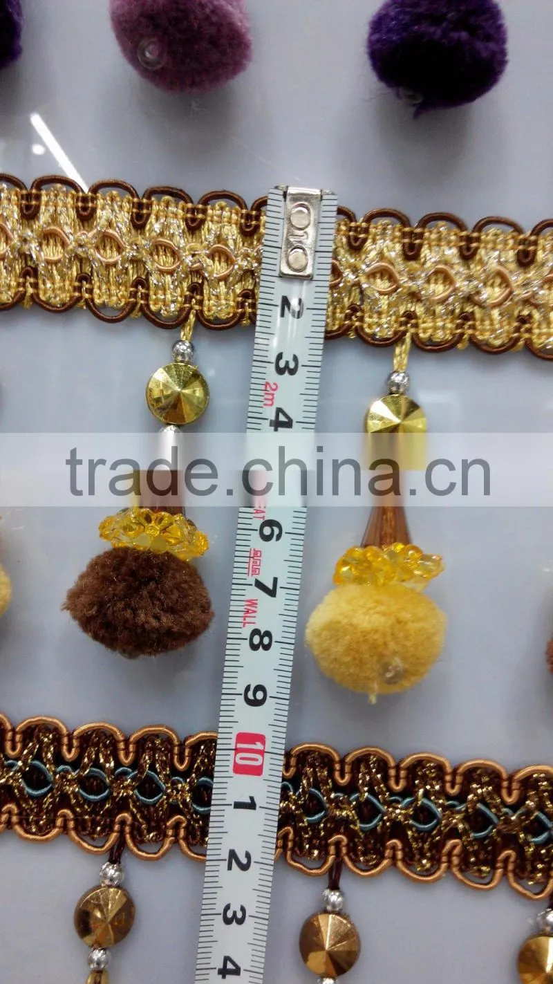fashion design curtain pompom tassel fringe trim